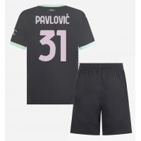 AC Milan Strahinja Pavlovic #31 Tretí Detský futbalový dres 2024-25 Krátky Rukáv (+ trenírky)